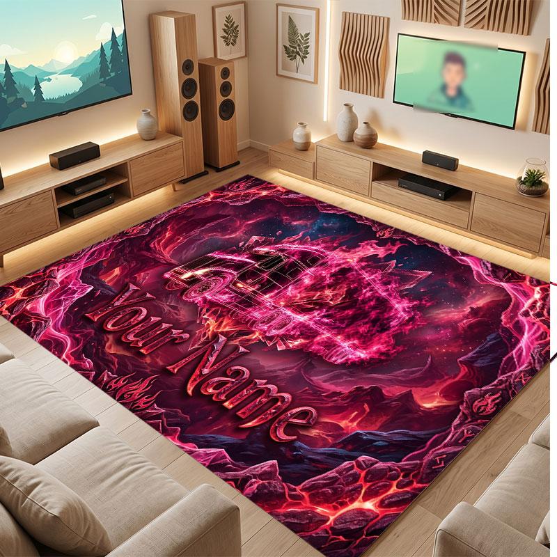 Decorative Artwork Theme Crystal Velvet Floor Rug Personalized Custom Name Text Warm Carpet Home Decoration