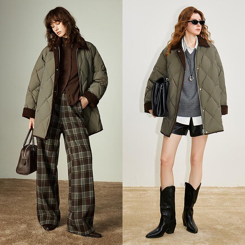 Chuyu Women's 2025 Winter Retro Barn Style Loose White Duck Down Jacket