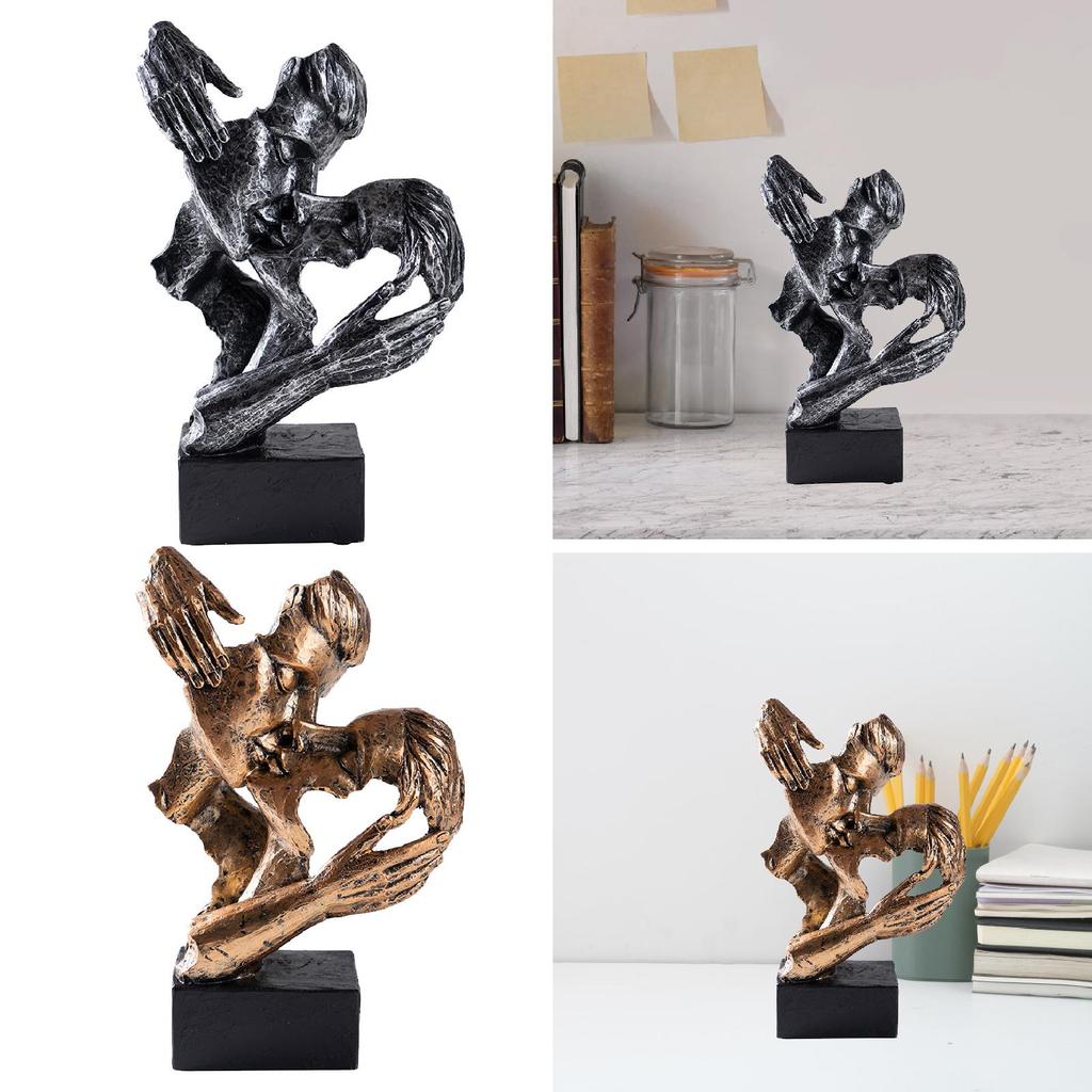 Abstract Art Couple Sculpture Tabletop Centerpiece Couples Kiss Sculpture for Festival Bedroom Fireplace TV Cabinet Shelves
