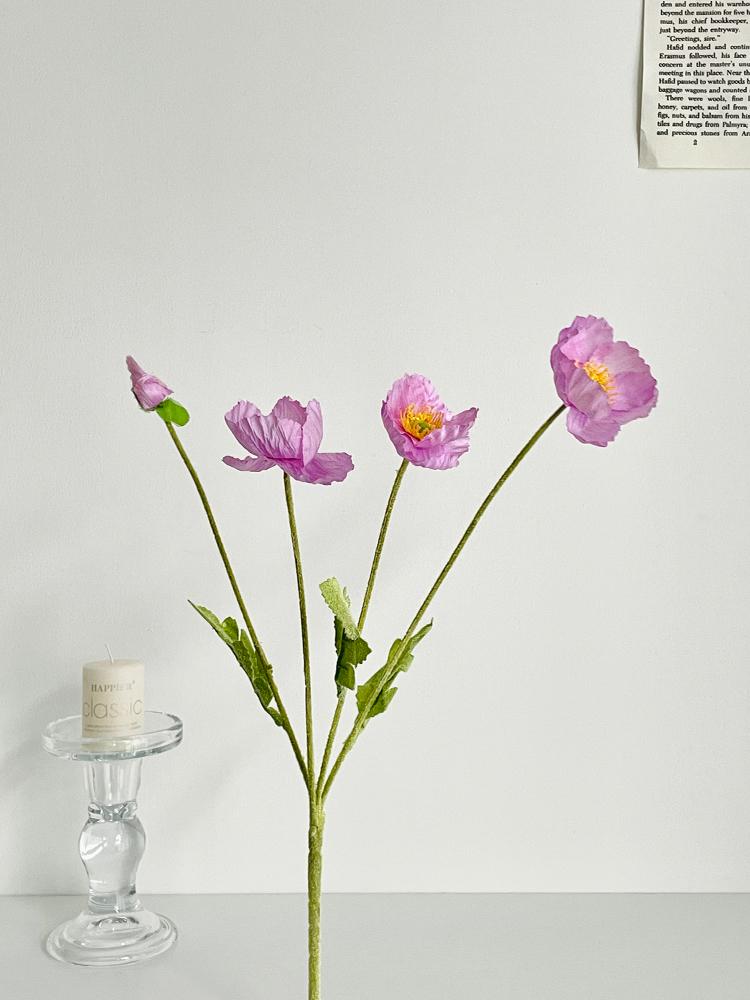 Poppy Pink Icelandic Artificial Flower Bouquet for Living Room Decoration