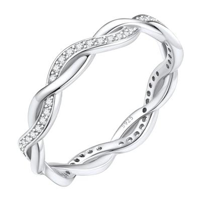 Silvora 925 Sterling Silver Ring with Zirconia, Women's, Twisted, Size 16