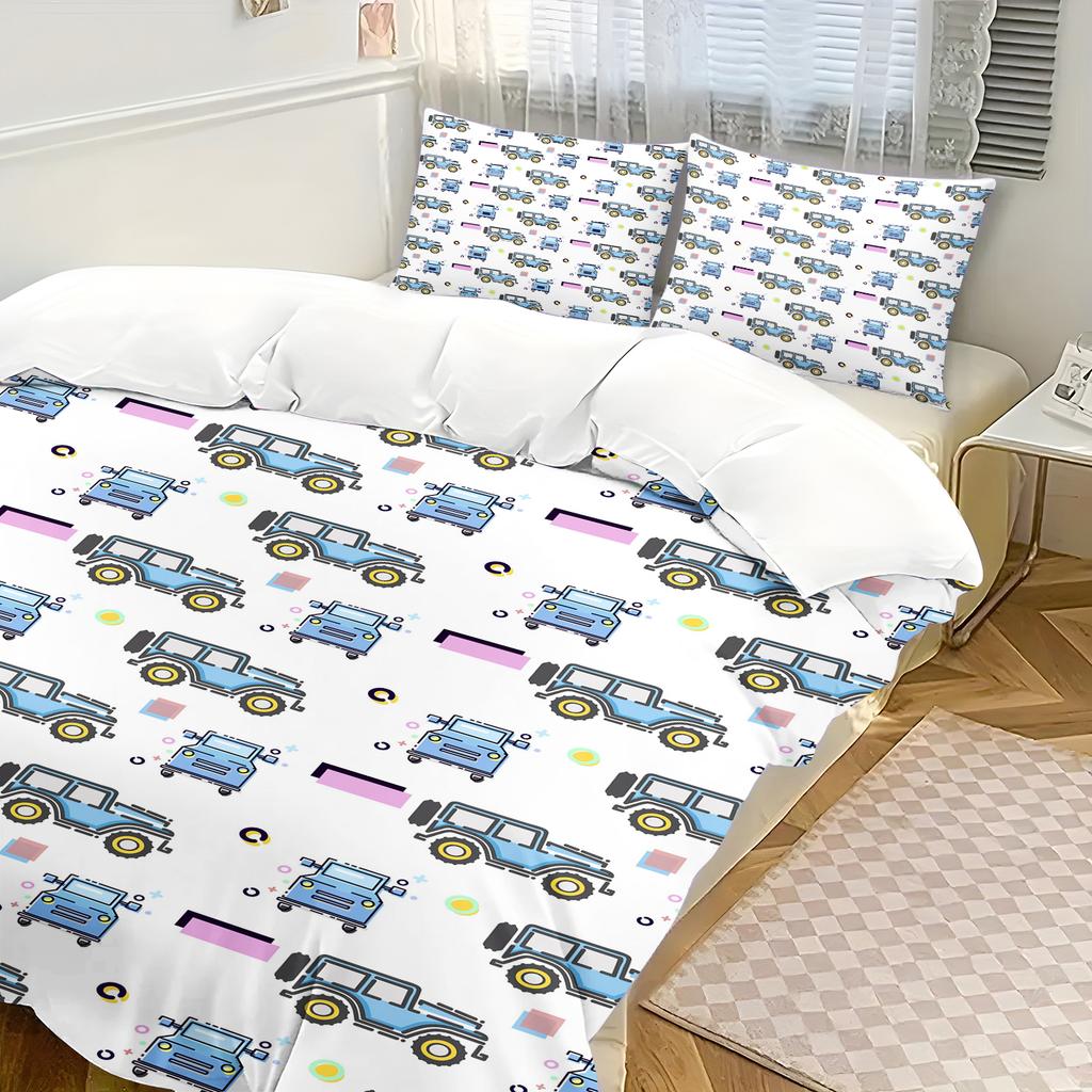 Cartoon Car Bedding Set, Construction Vehicle And Excavator Pattern, Boys' Duvet Cover Set, Children'S Gift