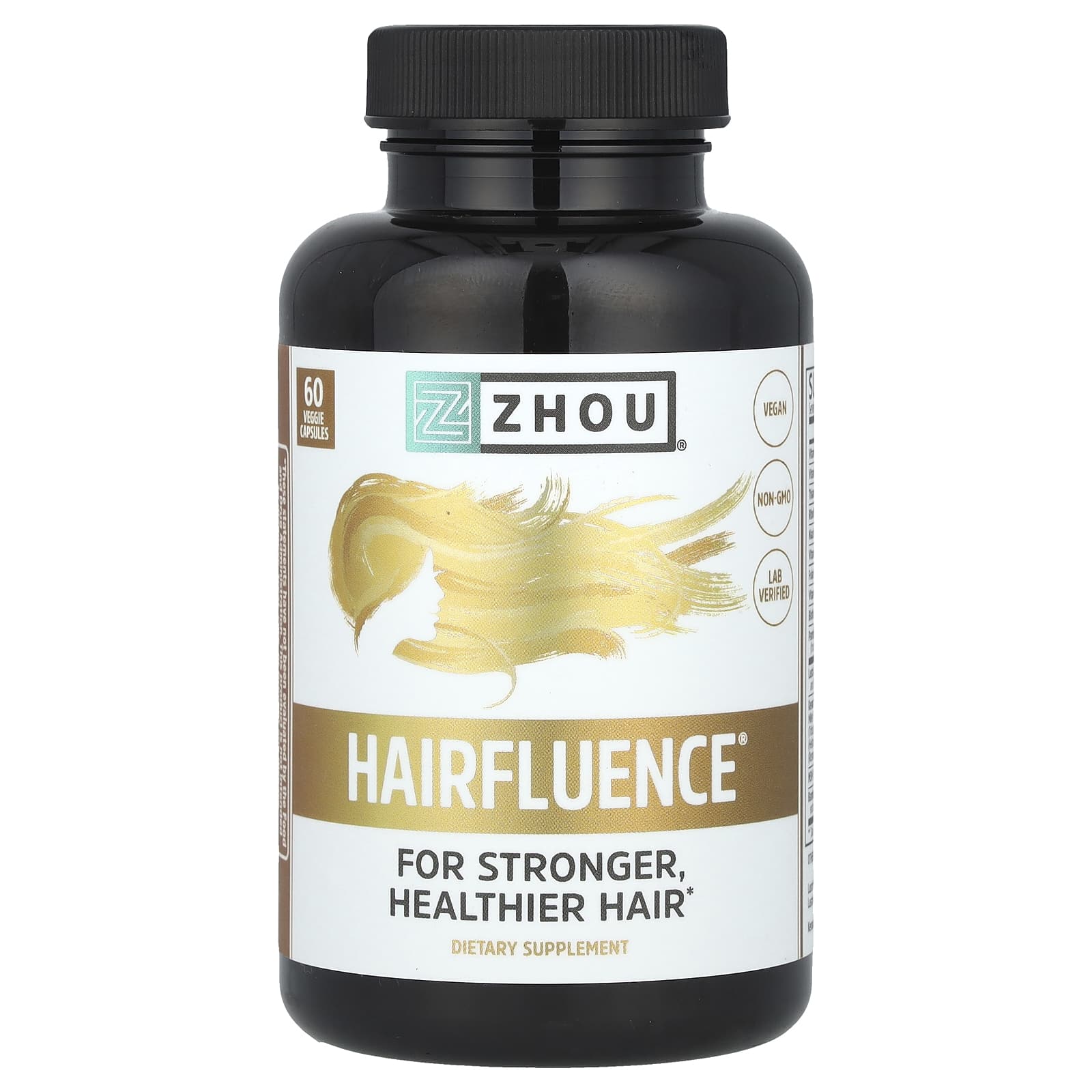 

Zhou Nutrition, Hairfluence, преміальна формула росту волосся, 60 овочевих капсул