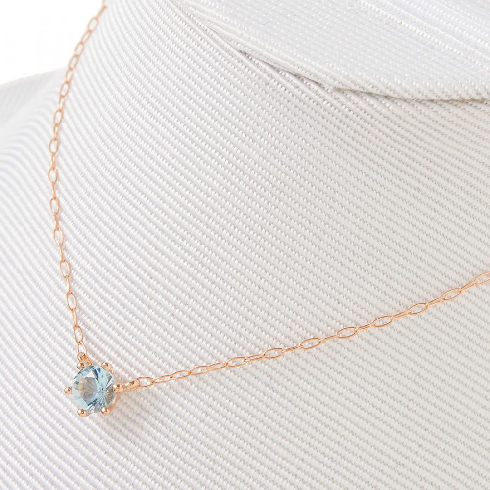 ESTELLE March Birthstone Aquamarine Necklace in 18K Pink Gold [WEB Exclusive] (0351-9585-0017-0000)