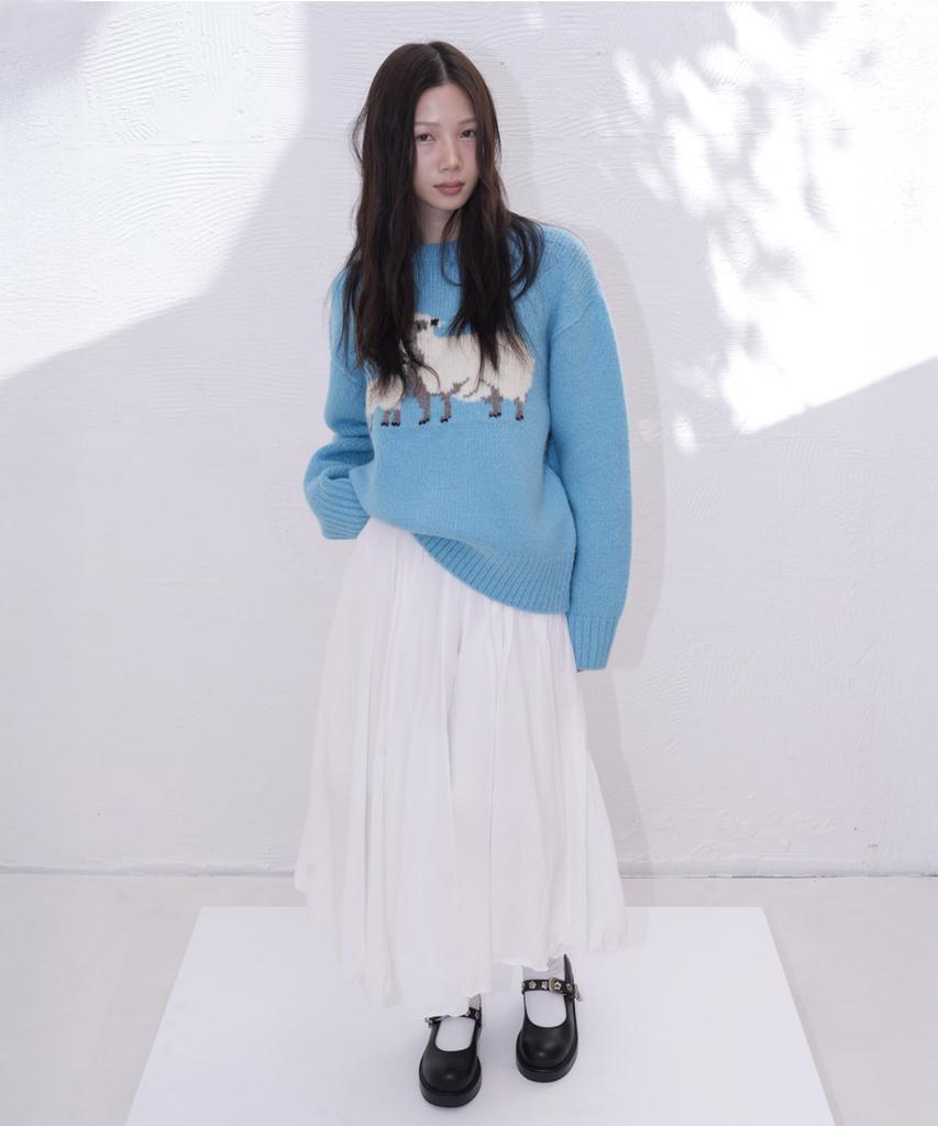 Atiseuteukeompeullegseu Artist Vintage Banding Long Skirt (White)