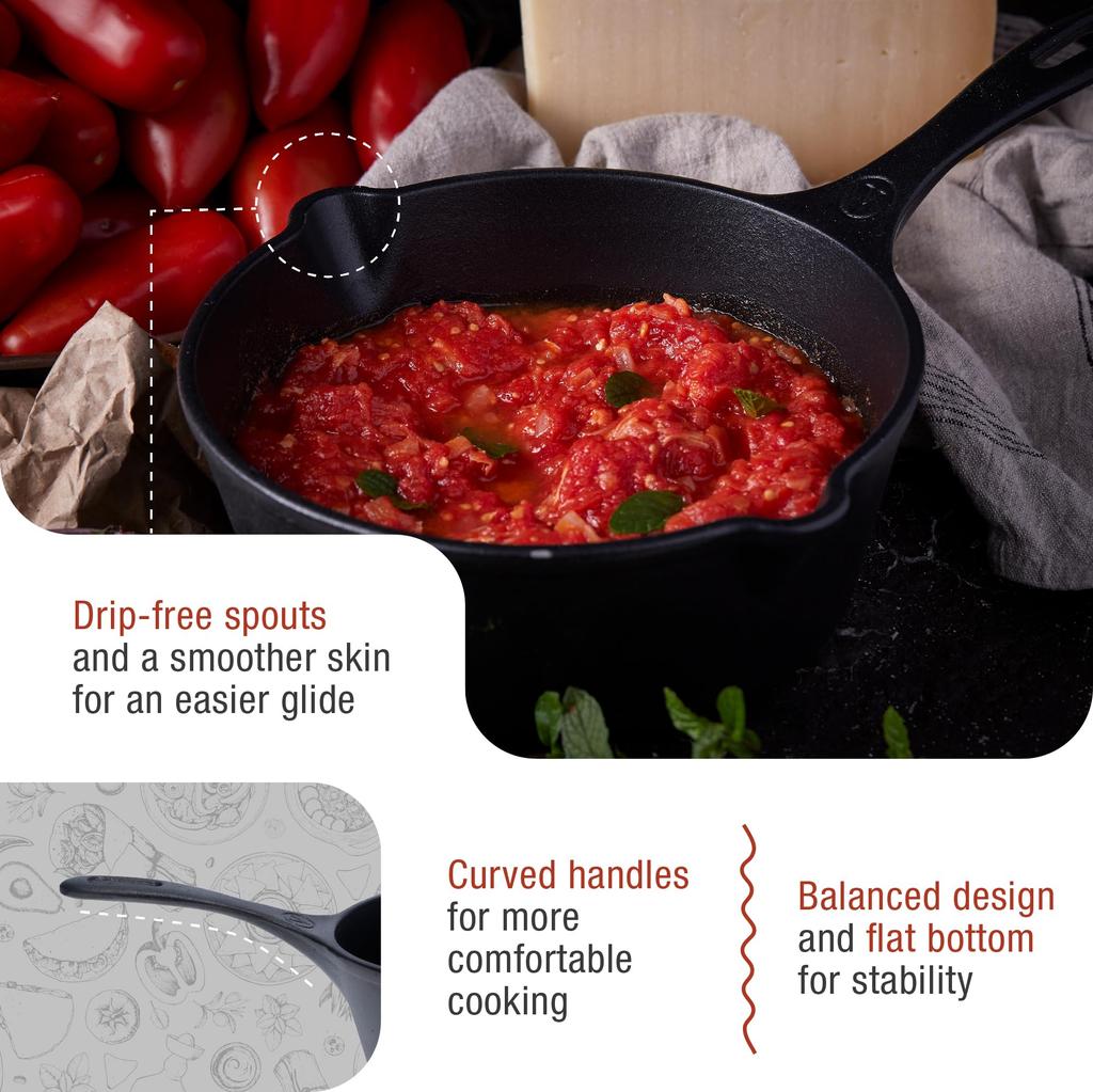 Victoria Cast Iron Saucepan, Pre-Seasoned, Made in Colombia, Authentic (2QT)