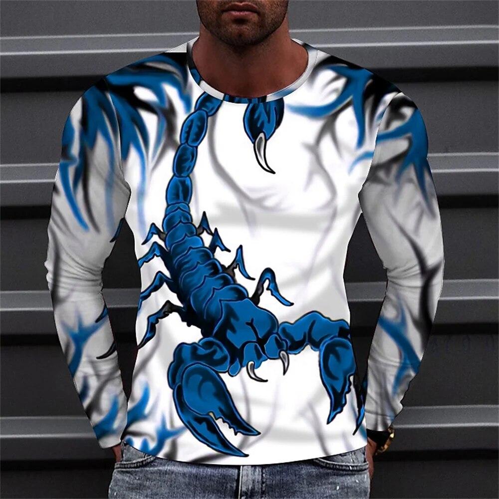 New Autumn Men's T-Shirt Animal 3D Print Scorpions O-Neck Long Sleeve Fashion Men's Shirt Casual Street Oversized T-Shirt