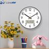 Modern Atomic Wall Clock Temperature Digital Calendar Analog Silent Wall Clock Round Non-Ticking Wall Clock for Office Bedroom