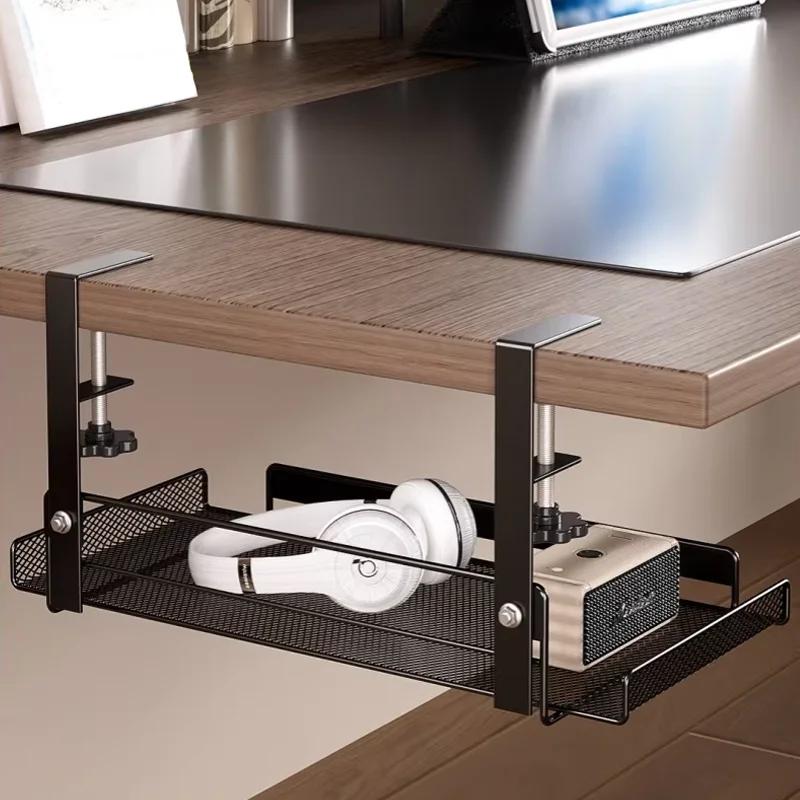 Under Desk Cable Management Rack Metal Storage Organizer Sturdy Durable Office Supplies Holder High Load-Bearing No Drill Setup