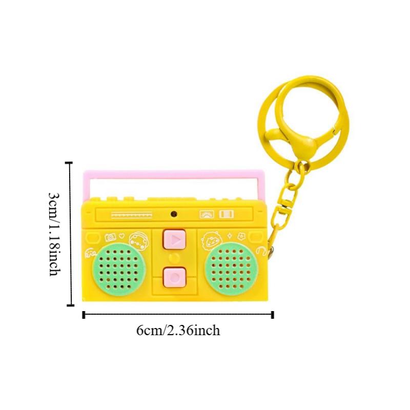 Retro Radio Shape Keychain Bag Hanging Tape Recorder Pendant Small Speaker Key Holder  Woman