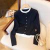 Girl Next Door Has A Spring and Autumn Contrasting Color Fake Two-piece Sweater Lazy Style Inner Bottom Shirt Long Sleeves