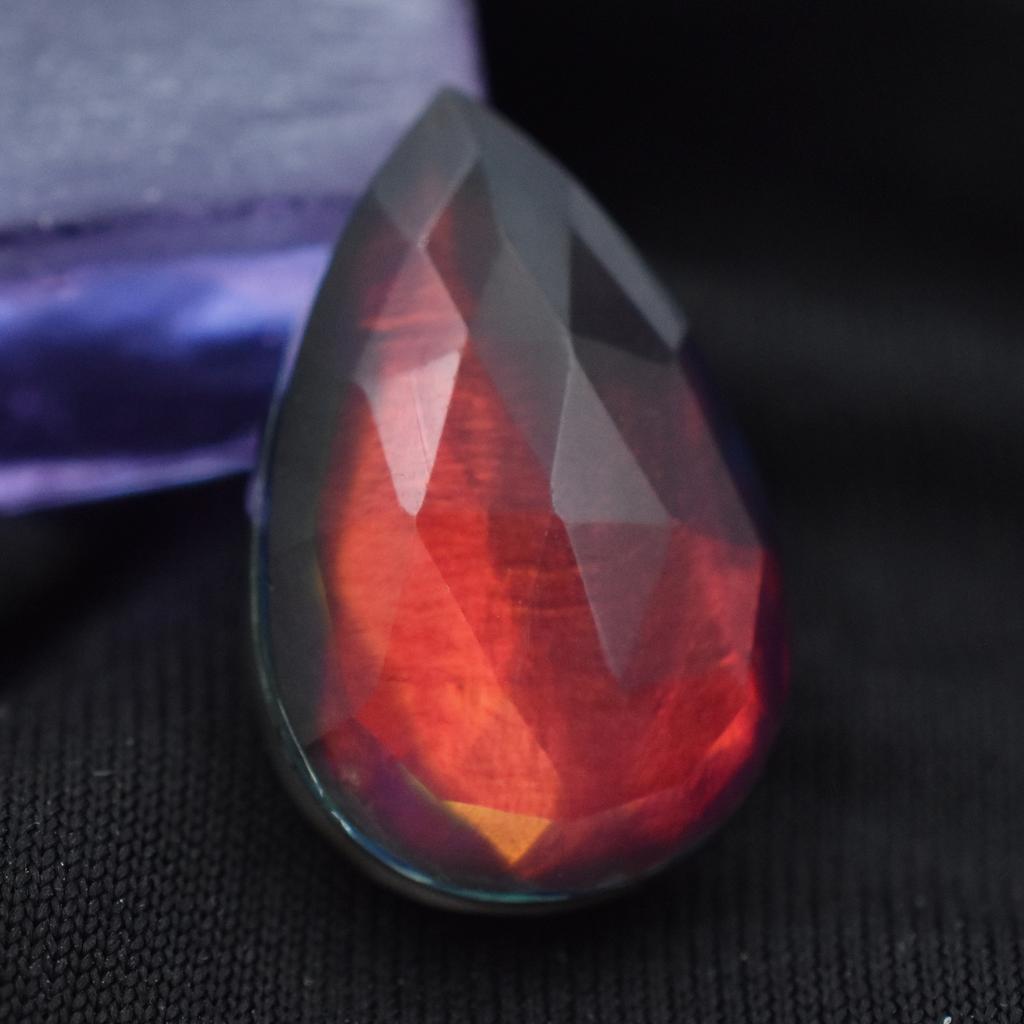 Lab-Created Opal Loose Gemstone 10.70 ct Multi-Color Doublet Pear Cut for Jewelry Making and Crafts
