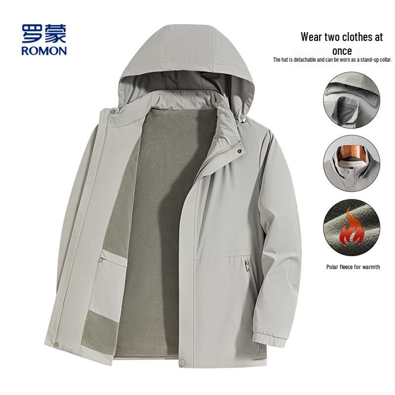 Luomeng Men's Fleece-Lined Detachable Hood Jacket