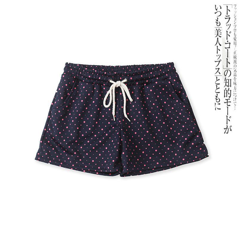 

Летняя женская одежда в горошек, повседневные универсальные домашние брюки Navy blue red dot M