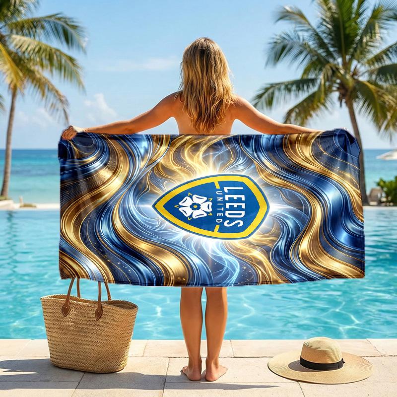 Asciugamano da Spiaggia Leeds United Football Morbido Microfibra Asciugamano Estivo Asciugatura Rapida Assorbente per Spiaggia Piscina Viaggio