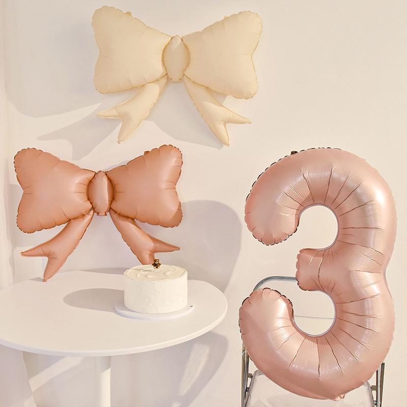 Korean-Style Macaron Color Bow Balloons for Baby Birthday Party Decor