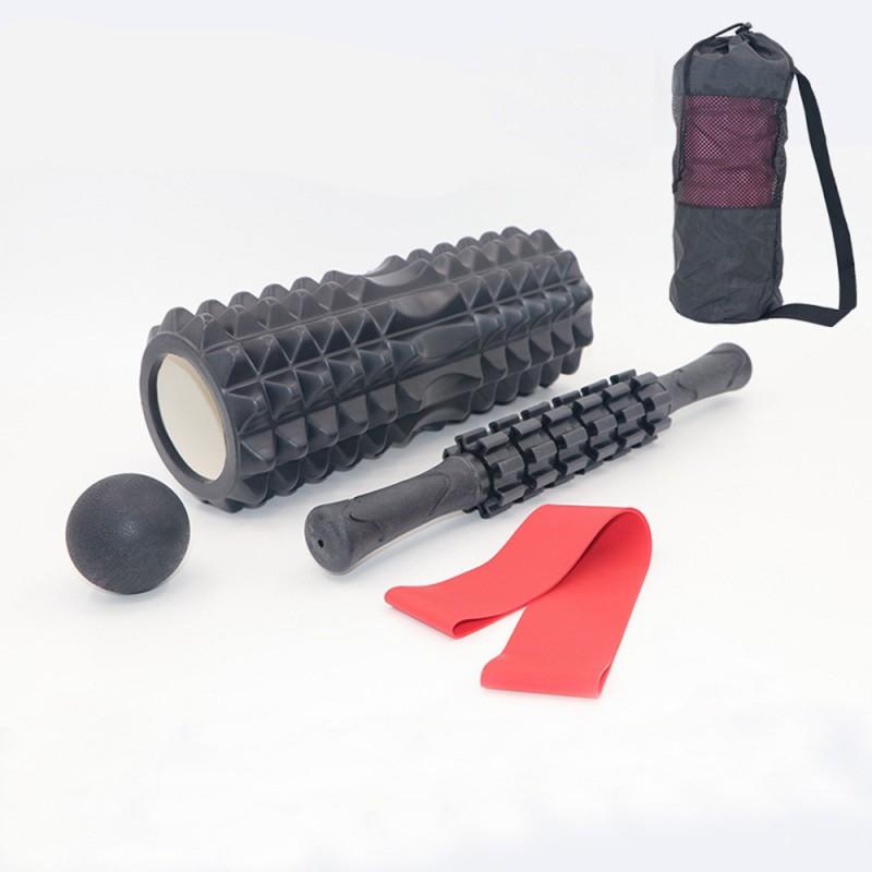 33cm Crescent-Shaped Foam Roller Set With Spiky Massage Stick Myofascial Release Ball Yoga Pilates Fitness Recovery