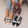 2025 New Women's Shoes Square Head Cross Flat Summer Sandals Simple Flip-flops Women Wear Slippers Beach Slippers