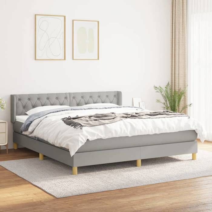 3130521 vidaXL Divan Bed with Mattress Light Grey 160x200cm Fabric