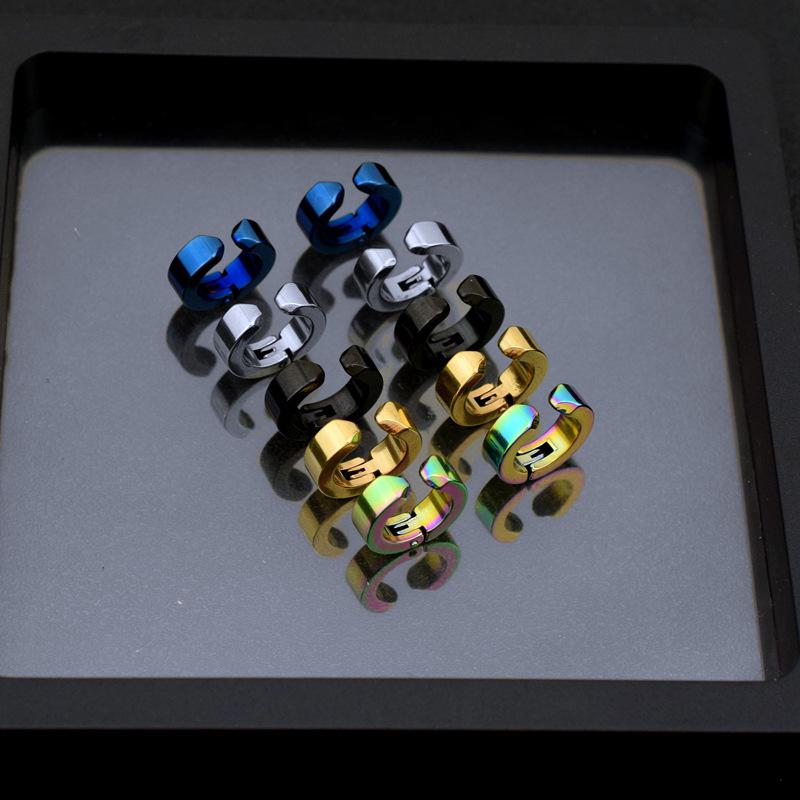 Nicht-piercingende Herren-Ohrclips, Titanstahl Schwarzer Ohrstecker/Ohrring, Japanischer & Koreanischer Stil