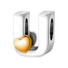 Alphabet Letter A Charm Pendant with Heart Accent for Bracelets Necklaces DIY Jewelry Making Accessories Compatible with Major Brands