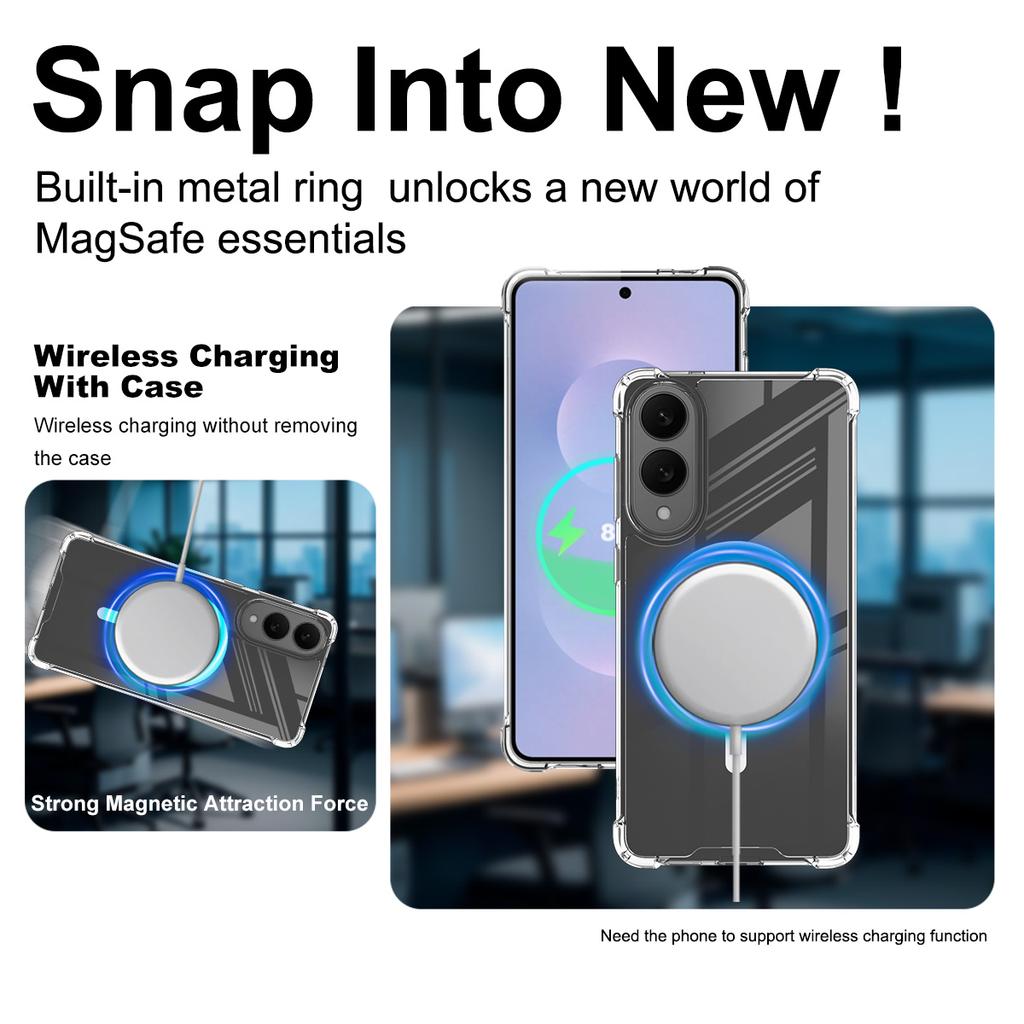 IMAK Für Samsung Galaxy S25 Edge Hülle Kompatibel mit MagSafe Stoßfest PC TPU Transparent Handyhülle