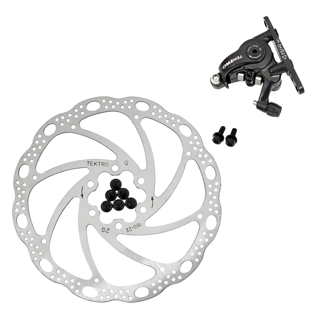 TEKTRO Road Flat Mount Mechanical Disc Brake Set 160mm Front and MH1849 MD-C550 Rotors, Rear,