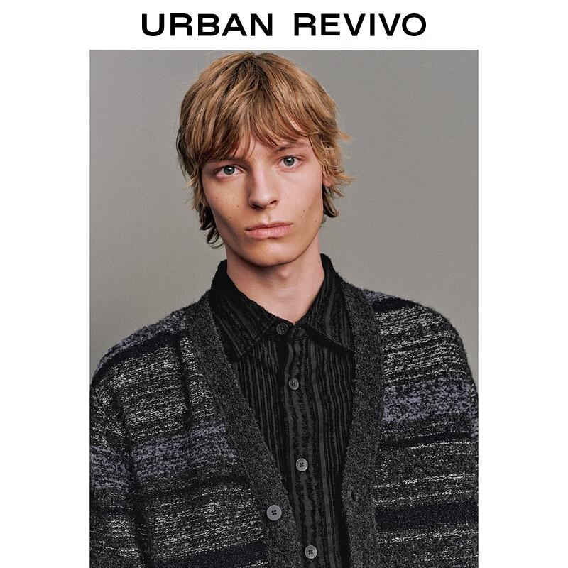 UR Men's V-Neck Color Block Stripe Knit Cardigan