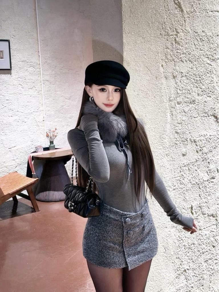"Ghost Horse Girl" Korean A-line Multi-Button Slimming Skort
