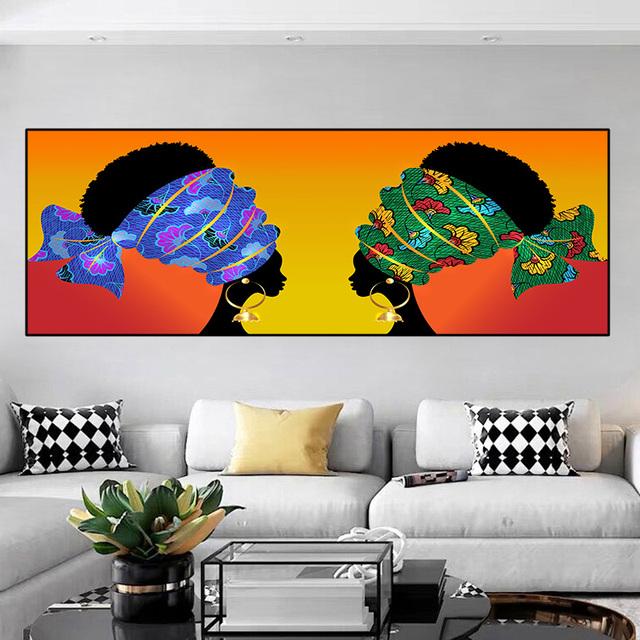 African Art Landscape and Woman Canvas Painting Figure Posters and Prints Wall Picture for Cuadros Living Room Decor No Frame