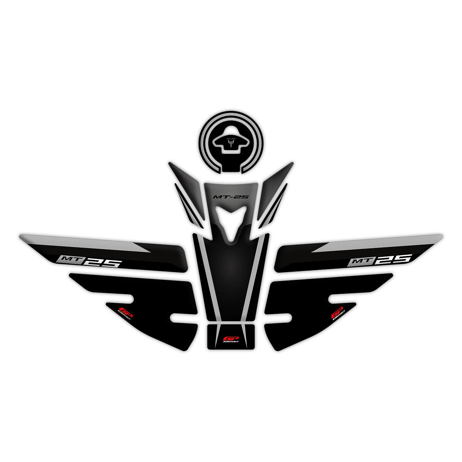 

GP Composite Yamaha MT-25 2015-2019 Compatible Tank Pad Set Black-Grey