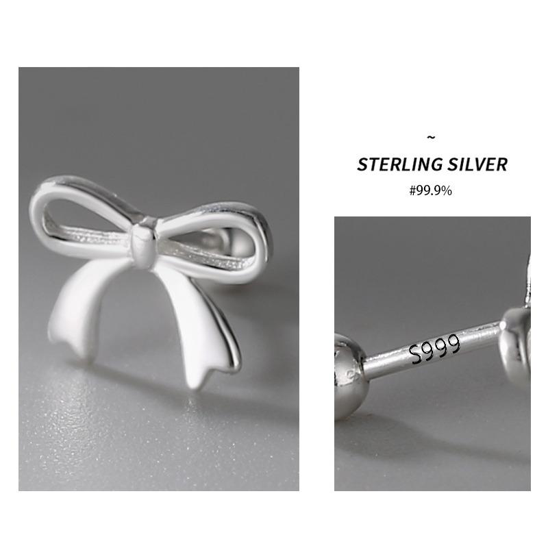 925 Sterlingsilber Hohl Schleife Ohrstecker für Damen Süß Punk Schraube Koreanischer Stil Neuer Ohrring Piercing Schmuck Pendientes