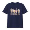 Life Is Boba Ful T Shirt For Women Cute Pearl Milk Tea Pattern Casual Funny Tops Lover GifT vintage Washed Versatile
