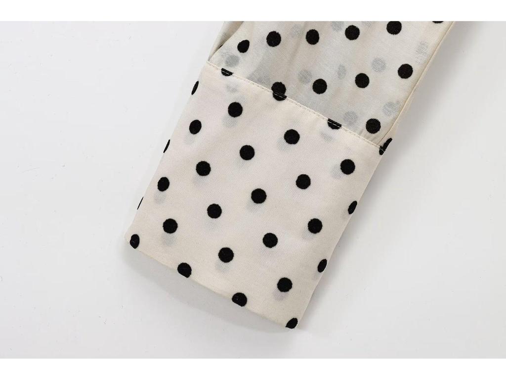 Women's Polka Dot Shirt with Bow - Spring/Summer 2025 Collection: Sweet, Versatile Drape, and Simple Design.
