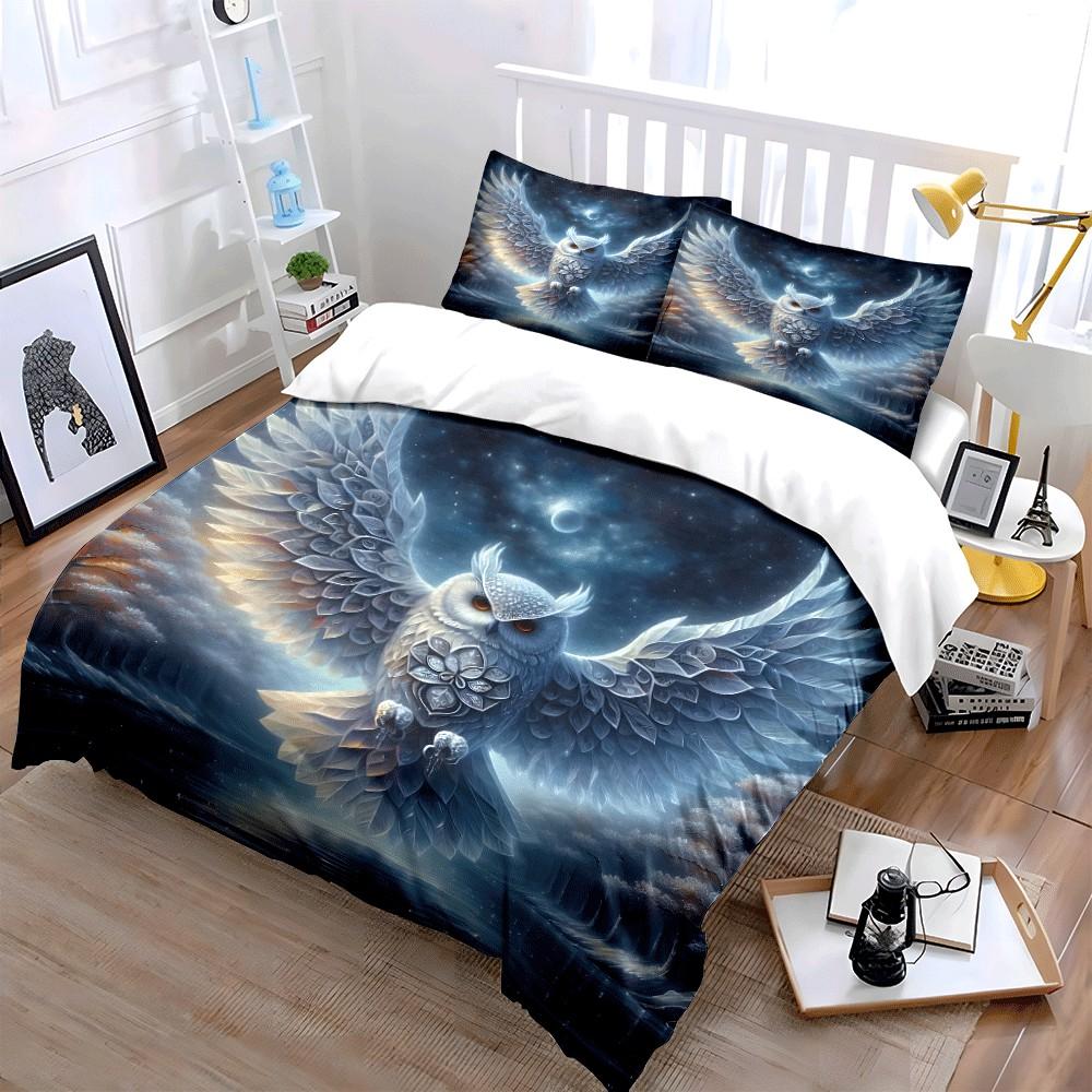 Elegant Owl Night Forest Set Exquisite Three-Piece Bedding Set Gift For Kids And Adults