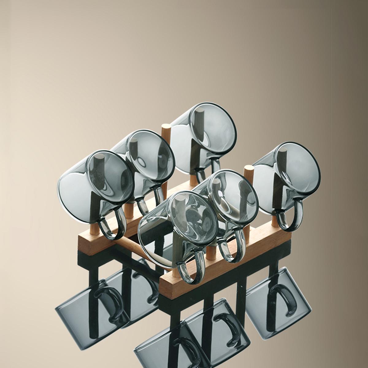 

Набор из 7 стеклянных маленьких чайных чашек с подставкой, маленькие чашки дымчато-серого цвета, бытовой термостойкий чайный набор для Кунг-фу