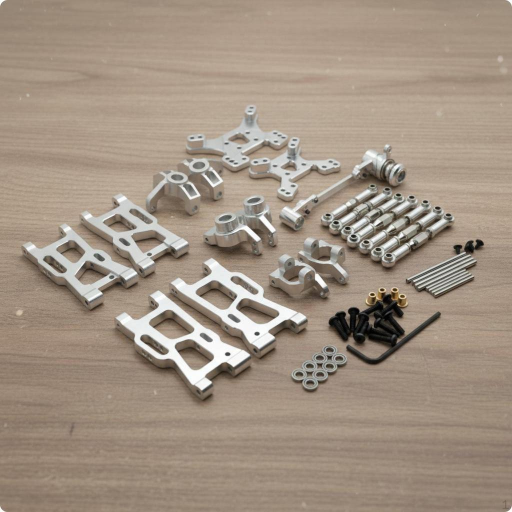 RC Car Metal Parts Kit Steering and Arm Set Fit Aluminum Shock Absorption System for WLtoys