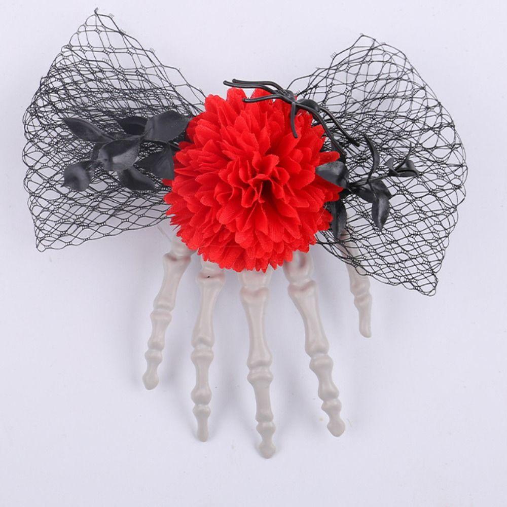 Cloth Skeleton Hand Rose Hairpin Flower Halloween Headwear  Ghost Festival Supplies