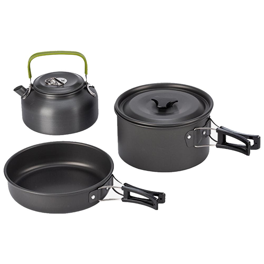 

3PCS Camping Cookware Set Pot Pan Kettle Set Outdoor Cookset Cooking Kit 2-3 Person with Mesh Bag Hiking Picnic Travel Equipment