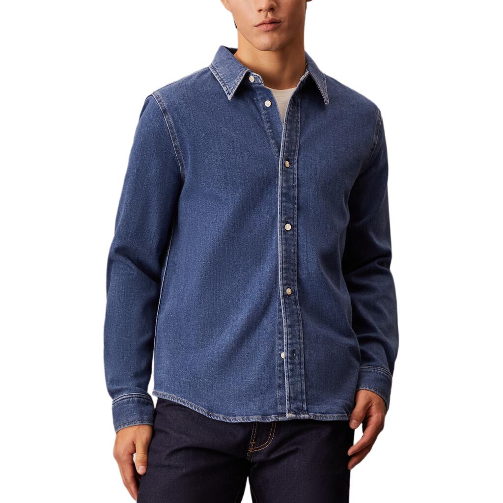 

Calvin Klein Minimalist Comfortable Versatile Casual Slim Fit Denim Long Sleeve Shirt Men shirts Dark-Blue J326026-1BJ M