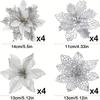 8/16Pcs Glitter Christmas Decorations Artifical Flowers Christmas Tree for Home Decor Fake Flower Xmas New Year Gifts Ornaments