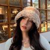 Women S Knitted Woolen Fisherman Hat Warm Plush Retro Dopamine Style