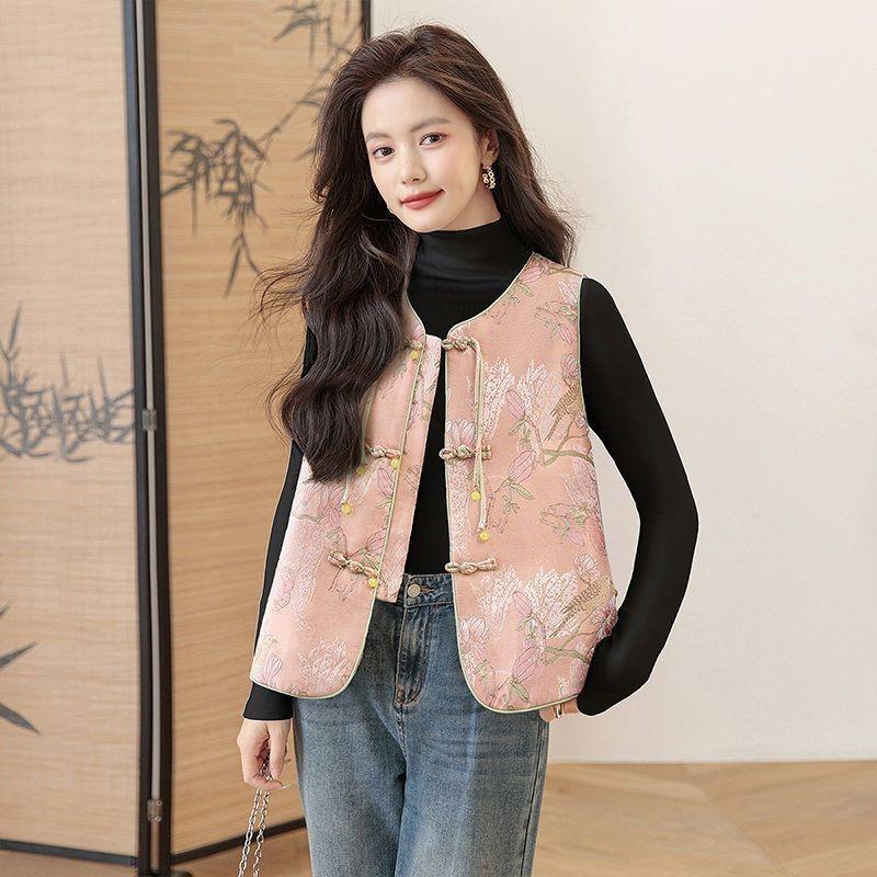 Jacquard vest vest women's spring and autumn 2025 new temperament sleeveless button-up top