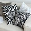 Home Decorative Embroidered Cushion Cover Black White Canvas Cotton Square Embroidery Pillow Cover 45X45Cm For Sofa Bed Chair