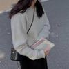 Women's Retro Solid Color Round Neck Sweater - Loose Fit Knitwear for Autumn/Winter 2025