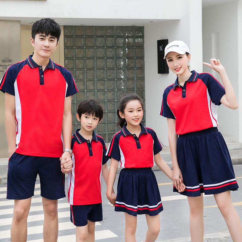 Men & Women Cotton Parent-Child Short Sleeve Sportswear Set - Summer Casual Outdoor Running & School Uniform
