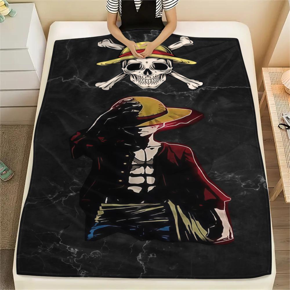 One Piece Monkey D. Luffy Flannel Blanket Lovely Print Fit For Bedroom Chair Sofa Bed Travel Picnic -HE35