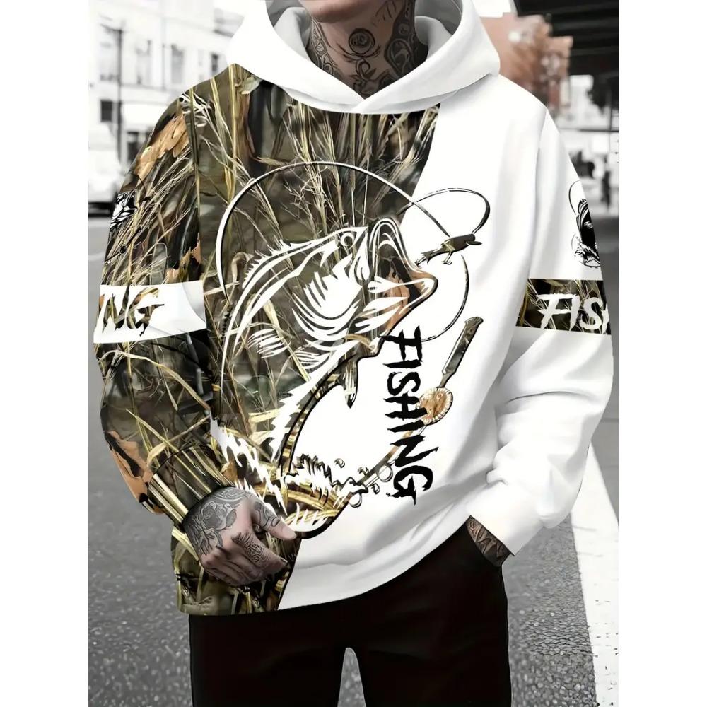 Camouflage Fishing 3D Print Hoodie Men Women Fashion Casual Hoodies Sweatshirt Outdoor Sports Tracksuits Pullover Men's Clothing