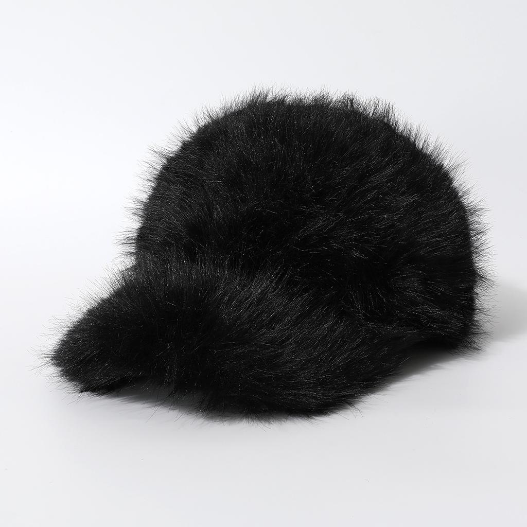 Solid Color Baseball Cap Peaked Cap Simple Thickened Fluffy Cute Versatile Hat