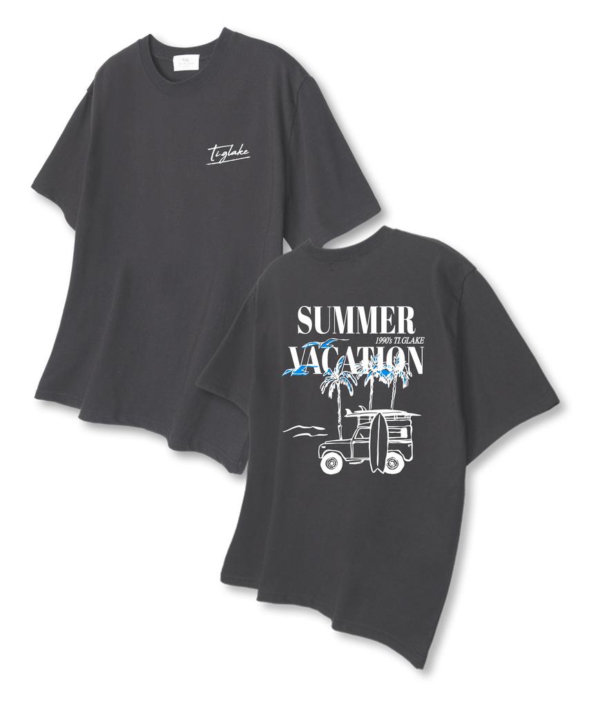 TI.GLAKE Summer Vacation Oversized Short Sleeve T-Shirt Dark Gray